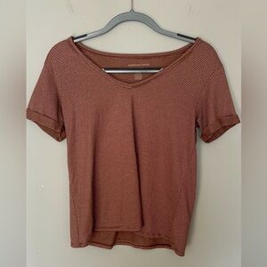 American Eagle Outfitters Red Striped Women's Top